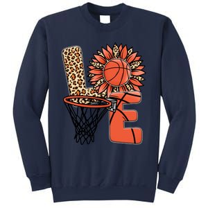 Basketball T Shirts Love Leopard Sunflower Graphic Plus Size Sweatshirt