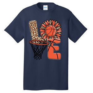 Basketball T Shirts Love Leopard Sunflower Graphic Plus Size Tall T-Shirt