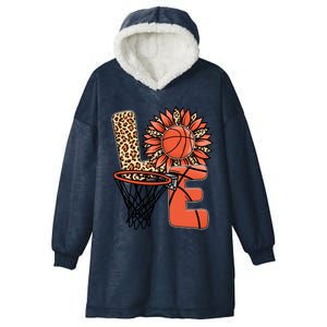 Basketball T Shirts Love Leopard Sunflower Graphic Plus Size Hooded Wearable Blanket