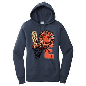 Basketball T Shirts Love Leopard Sunflower Graphic Plus Size Women's Pullover Hoodie