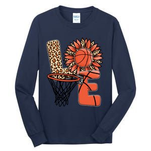 Basketball T Shirts Love Leopard Sunflower Graphic Plus Size Tall Long Sleeve T-Shirt