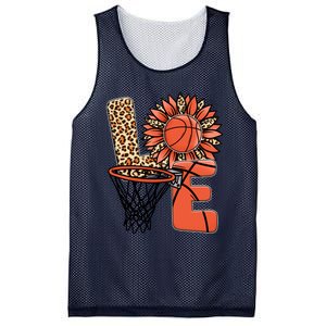 Basketball T Shirts Love Leopard Sunflower Graphic Plus Size Mesh Reversible Basketball Jersey Tank