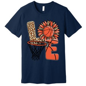 Basketball T Shirts Love Leopard Sunflower Graphic Plus Size Premium T-Shirt