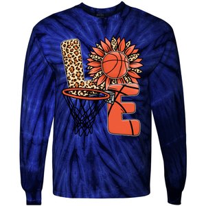 Basketball T Shirts Love Leopard Sunflower Graphic Plus Size Tie-Dye Long Sleeve Shirt