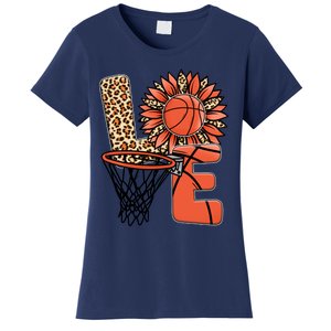 Basketball T Shirts Love Leopard Sunflower Graphic Plus Size Women's T-Shirt