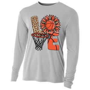 Basketball T Shirts Love Leopard Sunflower Graphic Plus Size Cooling Performance Long Sleeve Crew