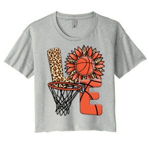 Basketball T Shirts Love Leopard Sunflower Graphic Plus Size Women's Crop Top Tee