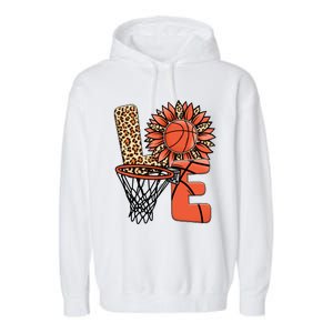 Basketball T Shirts Love Leopard Sunflower Graphic Plus Size Garment-Dyed Fleece Hoodie