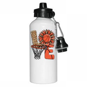 Basketball T Shirts Love Leopard Sunflower Graphic Plus Size Aluminum Water Bottle