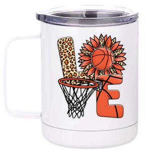 Basketball T Shirts Love Leopard Sunflower Graphic Plus Size 12 oz Stainless Steel Tumbler Cup