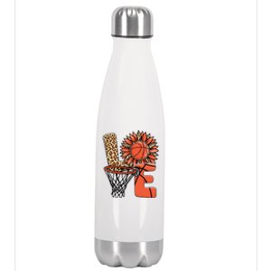 Basketball T Shirts Love Leopard Sunflower Graphic Plus Size Stainless Steel Insulated Water Bottle