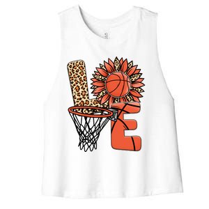 Basketball T Shirts Love Leopard Sunflower Graphic Plus Size Women's Racerback Cropped Tank