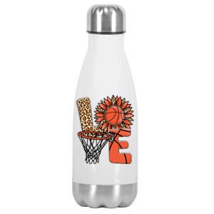 Basketball T Shirts Love Leopard Sunflower Graphic Plus Size Stainless Steel Insulated Water Bottle