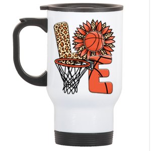 Basketball T Shirts Love Leopard Sunflower Graphic Plus Size Stainless Steel Travel Mug