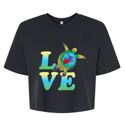 Beautiful Tropical Sea Turtle LOVE Bella+Canvas Jersey Crop Tee