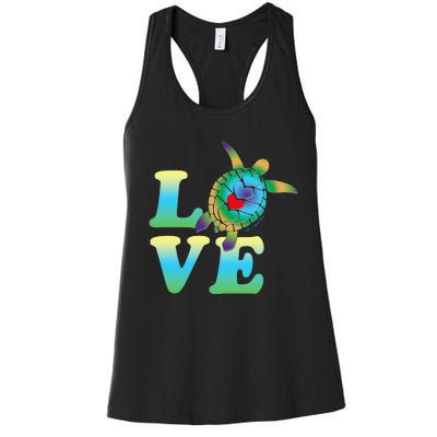 Beautiful Tropical Sea Turtle LOVE Women's Racerback Tank