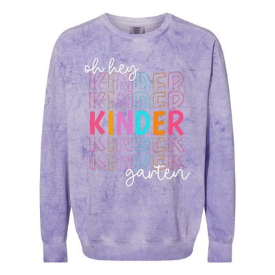 Back To School Oh Hey Kindergarten Teachers  Student Colorblast Crewneck Sweatshirt