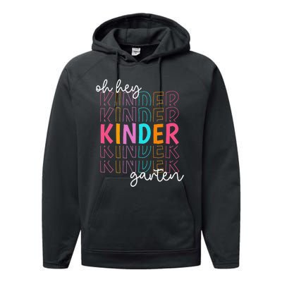 Back To School Oh Hey Kindergarten Teachers  Student Performance Fleece Hoodie