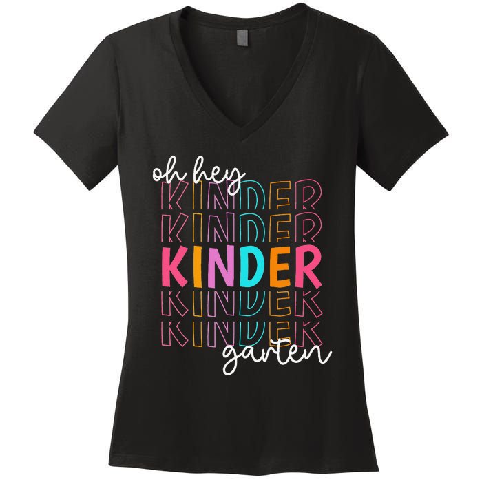 Back To School Oh Hey Kindergarten Teachers  Student Women's V-Neck T-Shirt