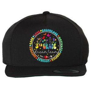 Back To School Third Grade Dream Team Teacher Flower Wool Snapback Cap