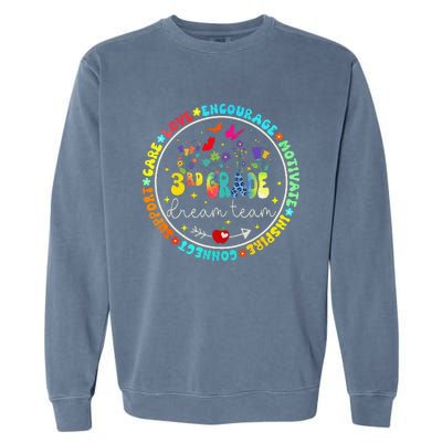 Back To School Third Grade Dream Team Teacher Flower Garment-Dyed Sweatshirt