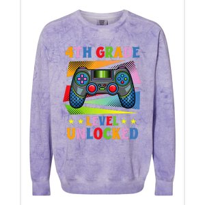 Back To School Video Gamer Level 4Th Grade Unlocked Colorblast Crewneck Sweatshirt