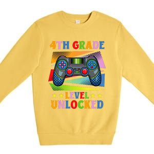 Back To School Video Gamer Level 4Th Grade Unlocked Premium Crewneck Sweatshirt