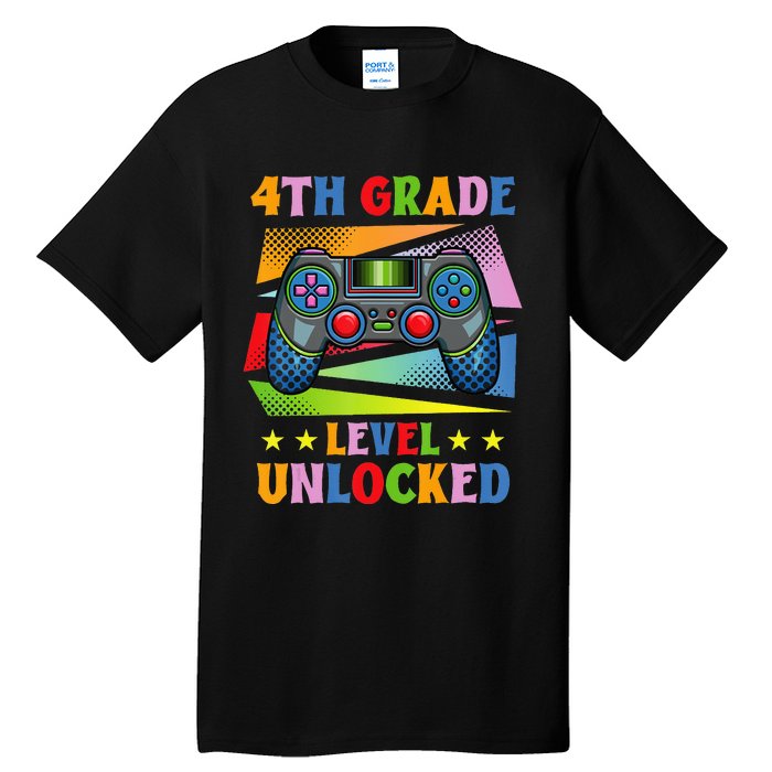 Back To School Video Gamer Level 4Th Grade Unlocked Tall T-Shirt