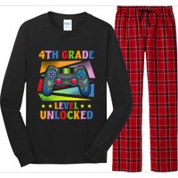 Back To School Video Gamer Level 4Th Grade Unlocked Long Sleeve Pajama Set