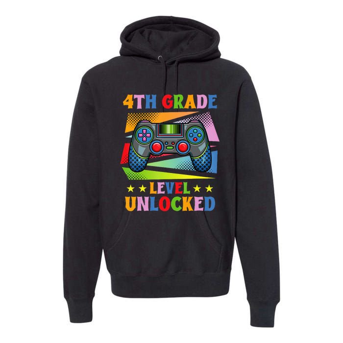 Back To School Video Gamer Level 4Th Grade Unlocked Premium Hoodie