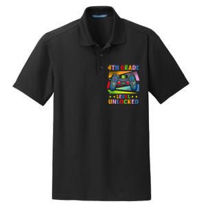 Back To School Video Gamer Level 4Th Grade Unlocked Dry Zone Grid Polo