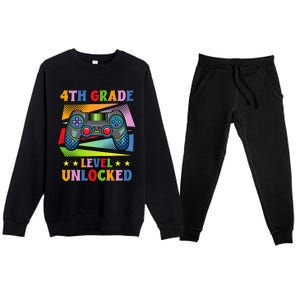 Back To School Video Gamer Level 4Th Grade Unlocked Premium Crewneck Sweatsuit Set