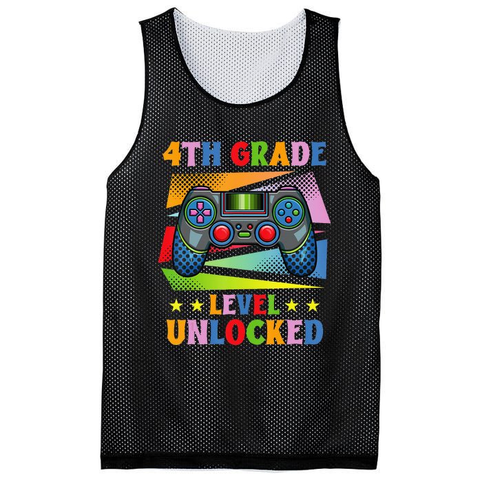 Back To School Video Gamer Level 4Th Grade Unlocked Mesh Reversible Basketball Jersey Tank