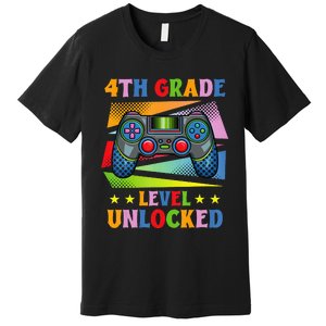 Back To School Video Gamer Level 4Th Grade Unlocked Premium T-Shirt