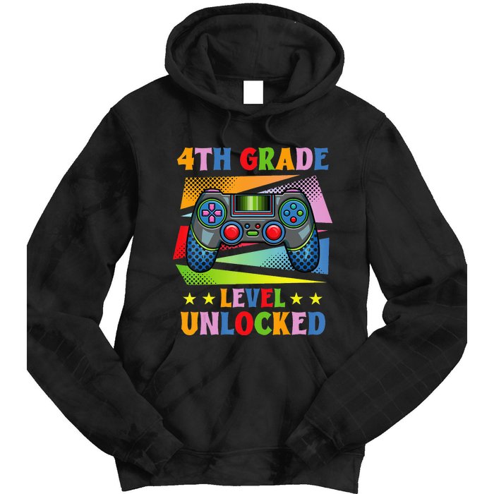 Back To School Video Gamer Level 4Th Grade Unlocked Tie Dye Hoodie