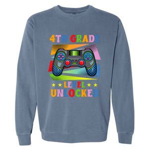 Back To School Video Gamer Level 4Th Grade Unlocked Garment-Dyed Sweatshirt