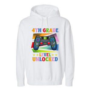 Back To School Video Gamer Level 4Th Grade Unlocked Garment-Dyed Fleece Hoodie