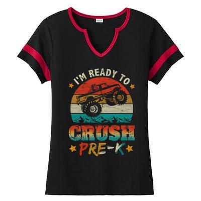 Back To School I'm Ready To Crush Pregiftk Monster Truck Boys Funny Gift Ladies Halftime Notch Neck Tee