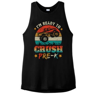 Back To School I'm Ready To Crush Pregiftk Monster Truck Boys Funny Gift Ladies PosiCharge Tri-Blend Wicking Tank