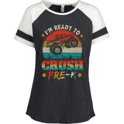 Back To School I'm Ready To Crush Pregiftk Monster Truck Boys Funny Gift Enza Ladies Jersey Colorblock Tee