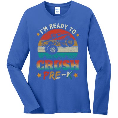 Back To School I'm Ready To Crush Pregiftk Monster Truck Boys Funny Gift Ladies Long Sleeve Shirt