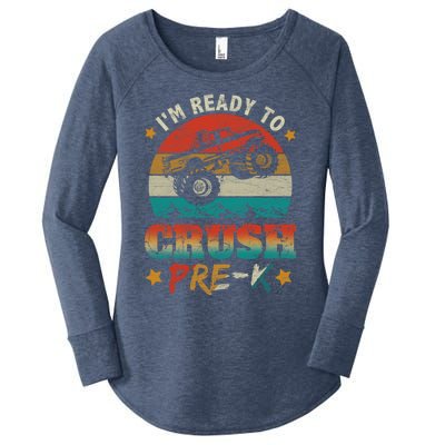 Back To School I'm Ready To Crush Pregiftk Monster Truck Boys Funny Gift Women's Perfect Tri Tunic Long Sleeve Shirt