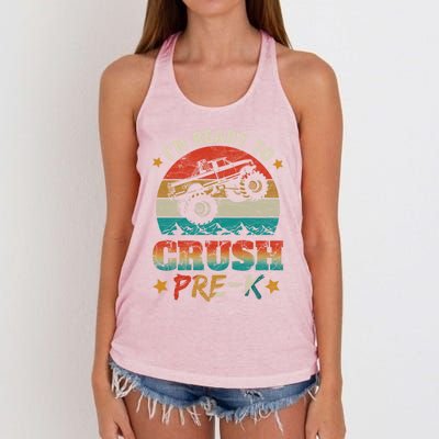 Back To School I'm Ready To Crush Pregiftk Monster Truck Boys Funny Gift Women's Knotted Racerback Tank