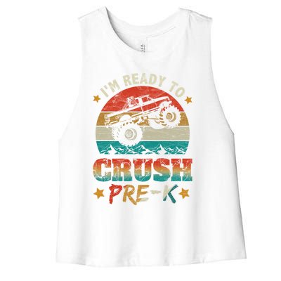 Back To School I'm Ready To Crush Pregiftk Monster Truck Boys Funny Gift Women's Racerback Cropped Tank