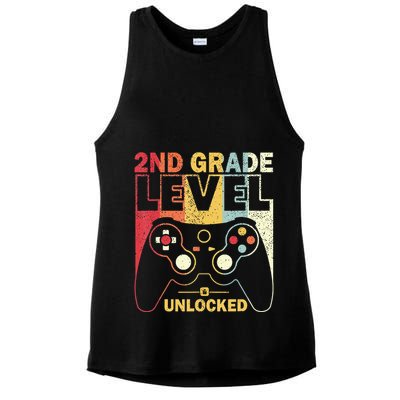 Back To School 2Nd Grade Level Unlocked Video Gamer Ladies PosiCharge Tri-Blend Wicking Tank