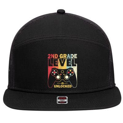 Back To School 2Nd Grade Level Unlocked Video Gamer 7 Panel Mesh Trucker Snapback Hat