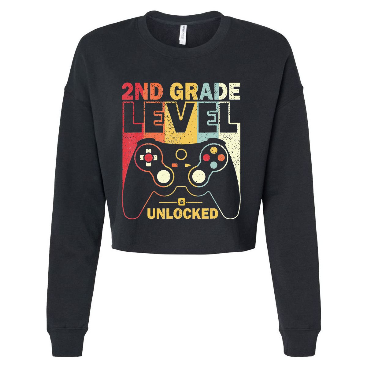 Back To School 2Nd Grade Level Unlocked Video Gamer Cropped Pullover Crew
