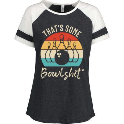 Bowling That's Some Bowlshit Retro Bowling Lovers Bowler Enza Ladies Jersey Colorblock Tee