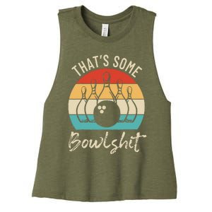 Bowling That's Some Bowlshit Retro Bowling Lovers Bowler Women's Racerback Cropped Tank