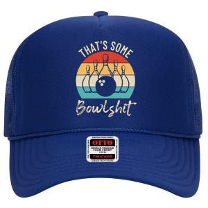 Bowling That's Some Bowlshit Retro Bowling Lovers Bowler High Crown Mesh Back Trucker Hat